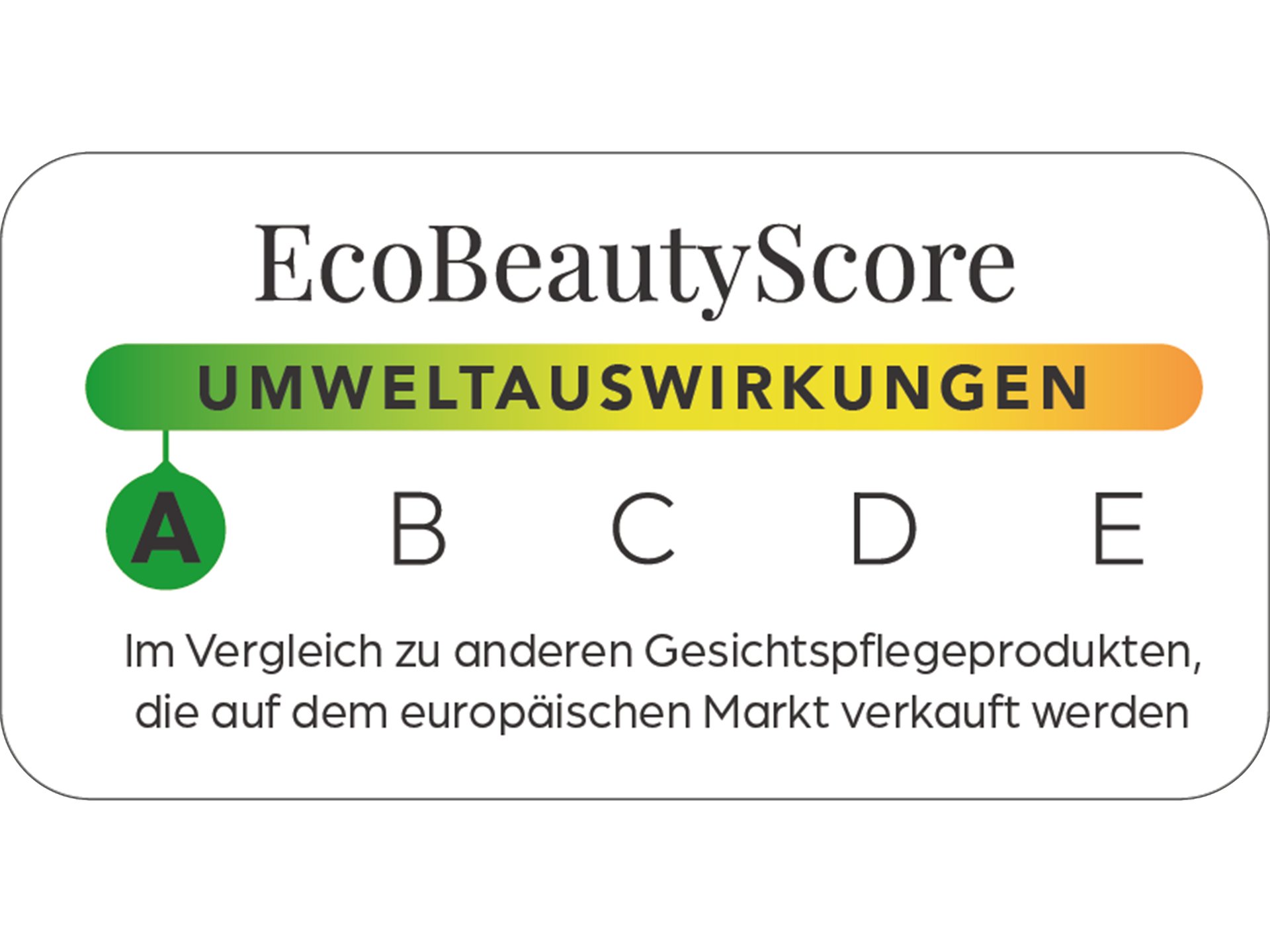 EcoBeautyScore Umweltauswirkungen mit Note A